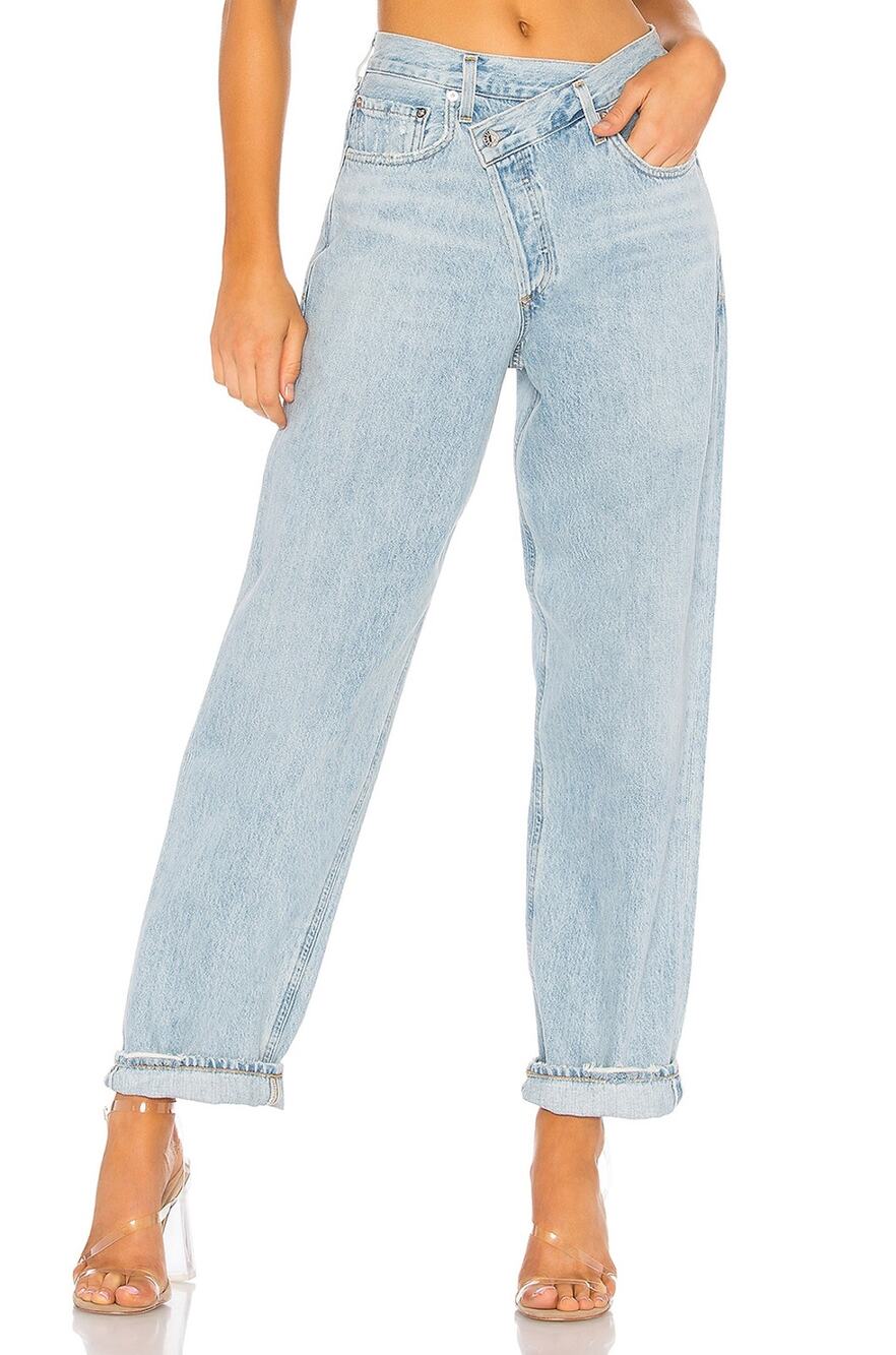 Agolde Relaxed Blue Criss Cross Upsized Denim Jeans Size 24